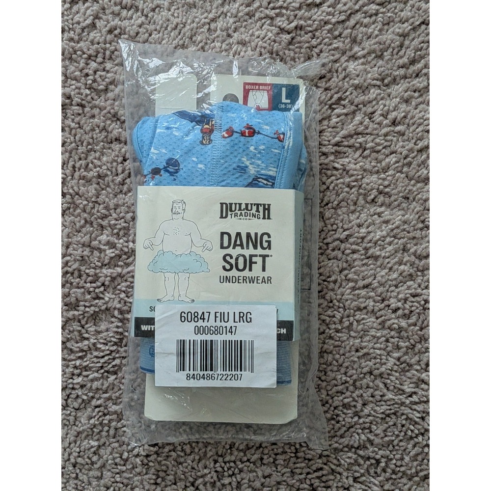 Duluth Trading Men's Dang Soft Boxer Briefs 60847 Size Large Fishing Buddies NWT